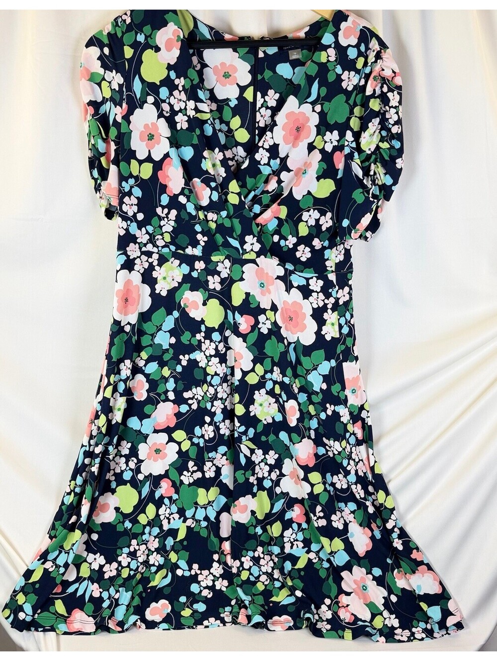 Tommy Hilfiger Navy Colorful Faux Wrap Floral Dress - Women's Size 12 NWOT